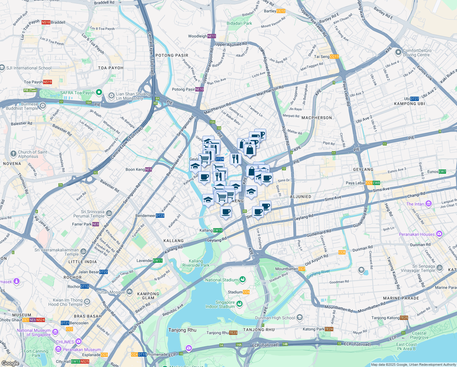 map of restaurants, bars, coffee shops, grocery stores, and more near in Singapore