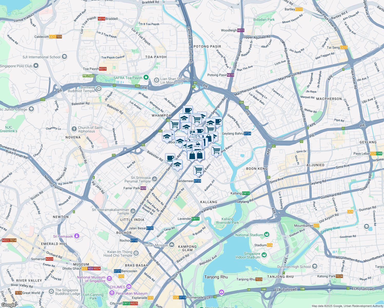 map of restaurants, bars, coffee shops, grocery stores, and more near in Singapore