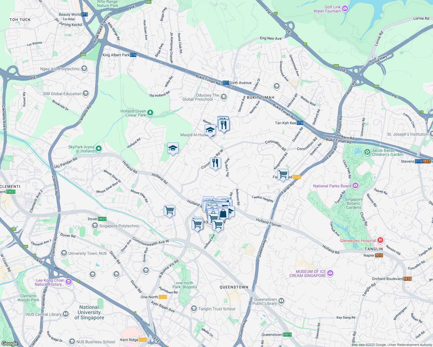 map of restaurants, bars, coffee shops, grocery stores, and more near in Singapore