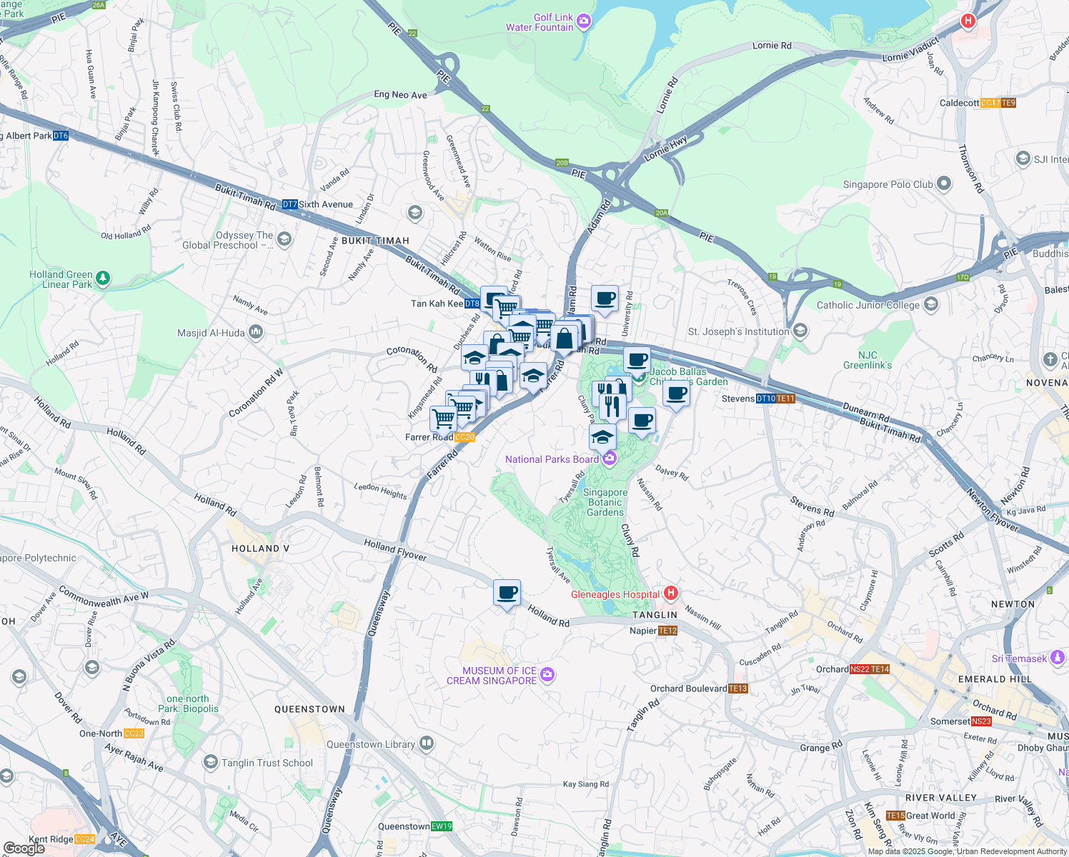 map of restaurants, bars, coffee shops, grocery stores, and more near in Singapore