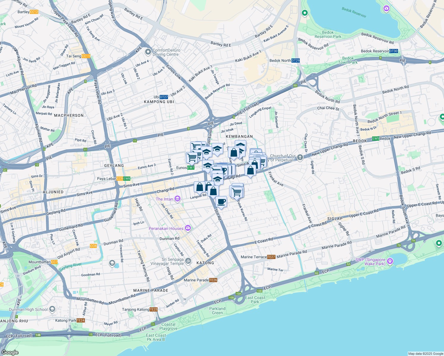 map of restaurants, bars, coffee shops, grocery stores, and more near in Singapore