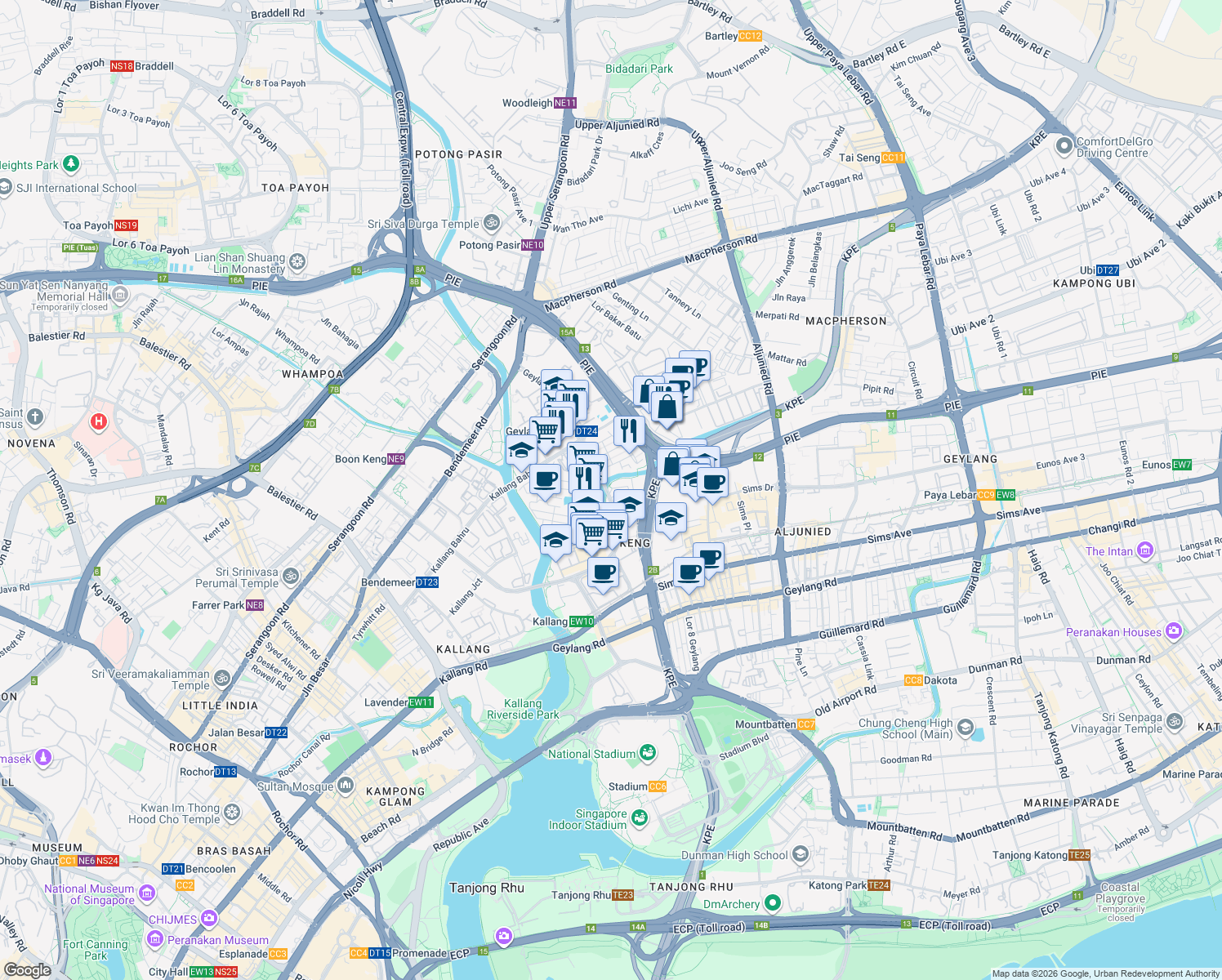 map of restaurants, bars, coffee shops, grocery stores, and more near in Singapore