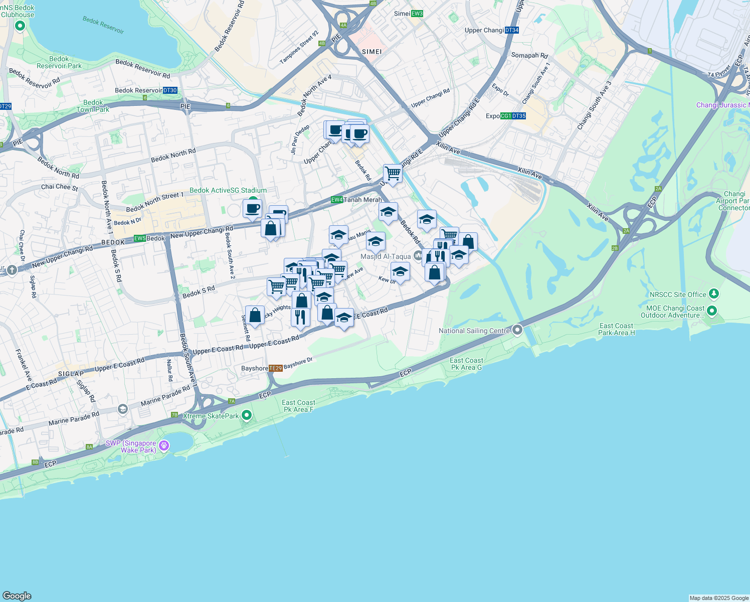 map of restaurants, bars, coffee shops, grocery stores, and more near in Singapore