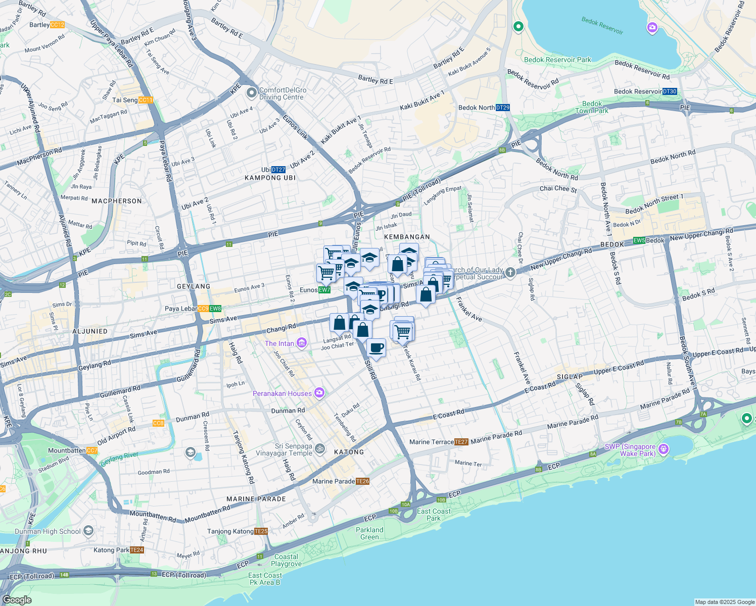 map of restaurants, bars, coffee shops, grocery stores, and more near in Singapore