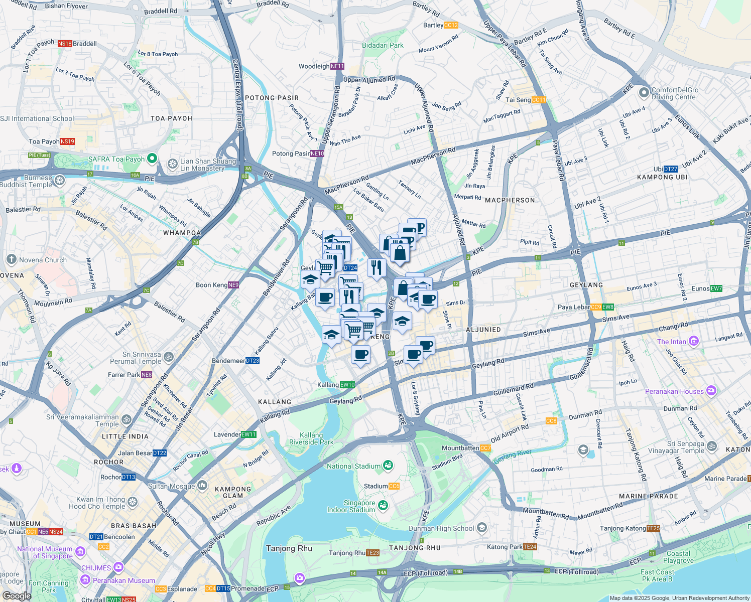 map of restaurants, bars, coffee shops, grocery stores, and more near in Singapore