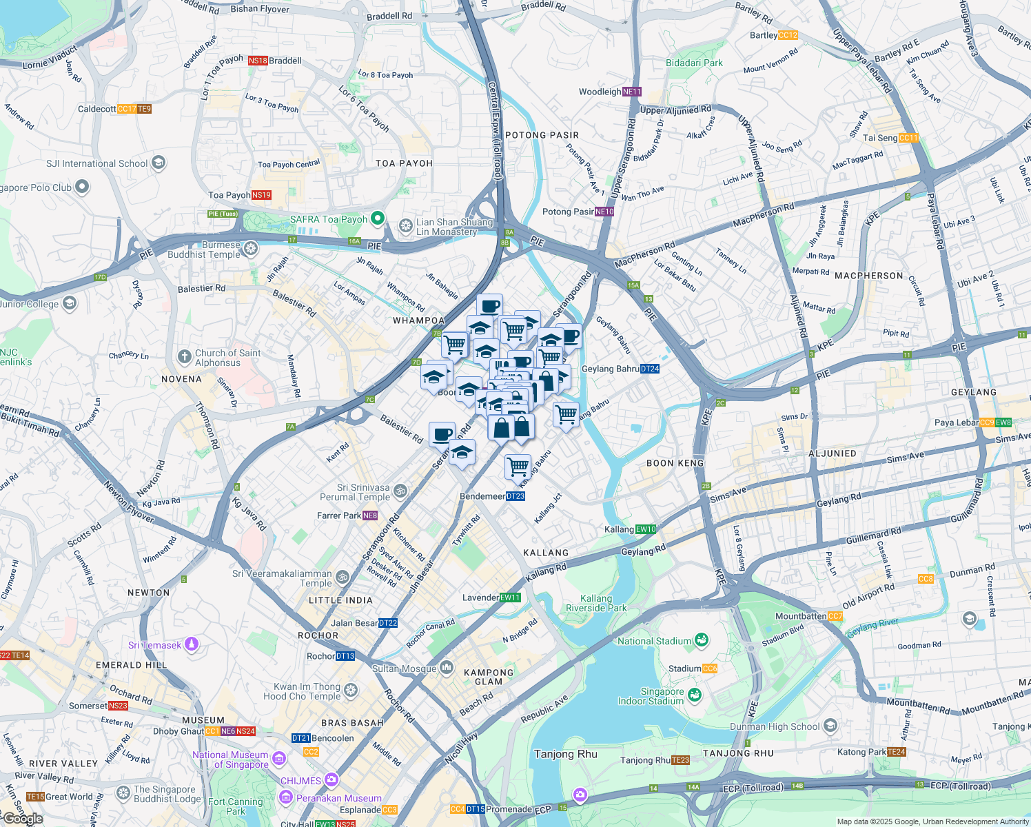 map of restaurants, bars, coffee shops, grocery stores, and more near in Singapore