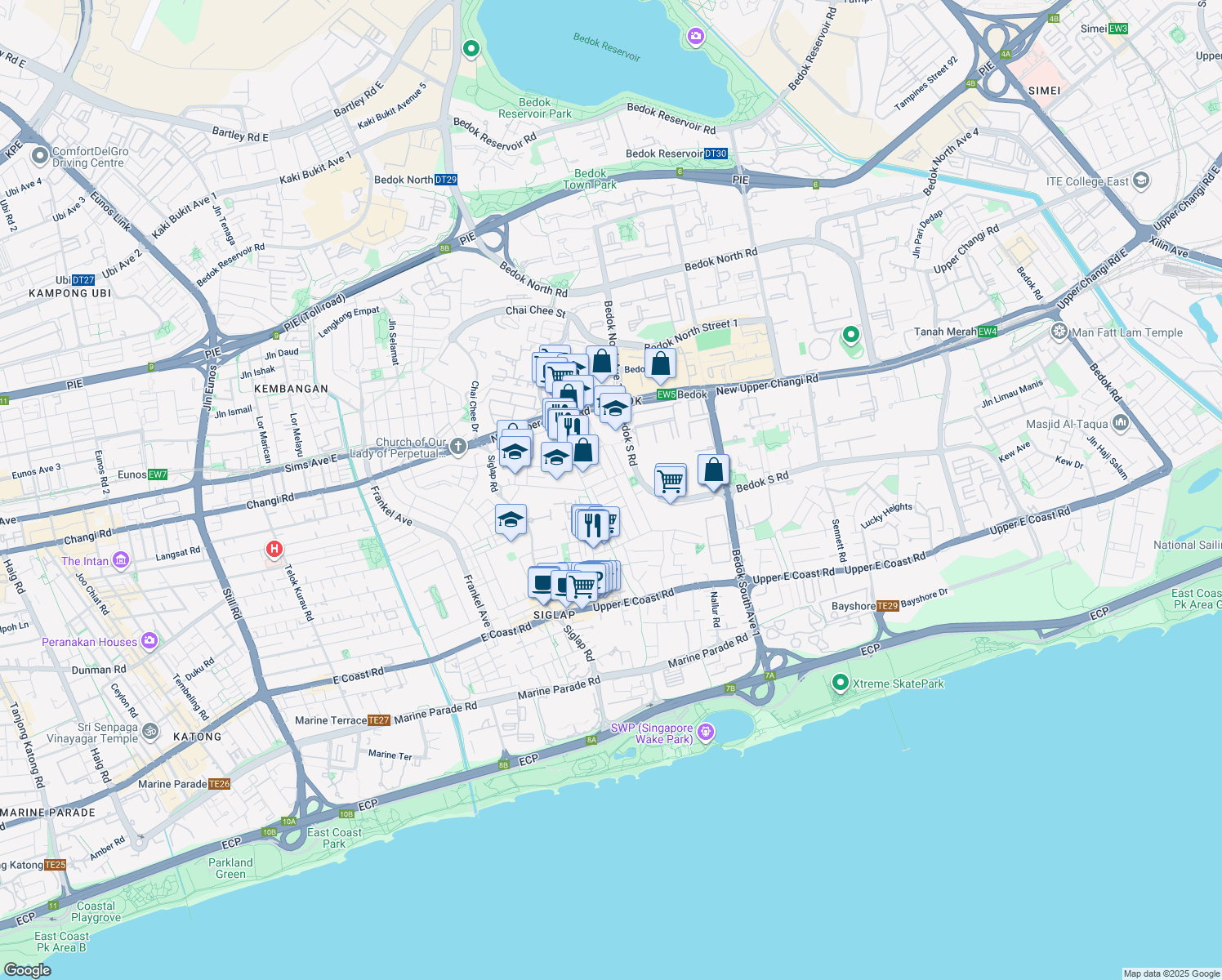 map of restaurants, bars, coffee shops, grocery stores, and more near in Singapore