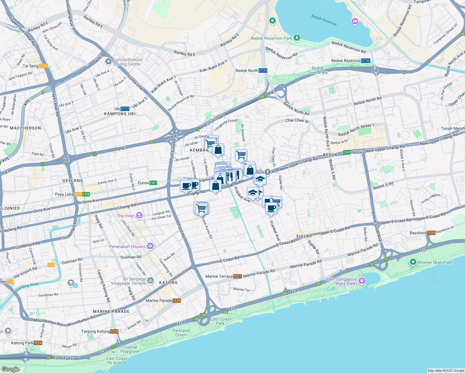 map of restaurants, bars, coffee shops, grocery stores, and more near in Singapore
