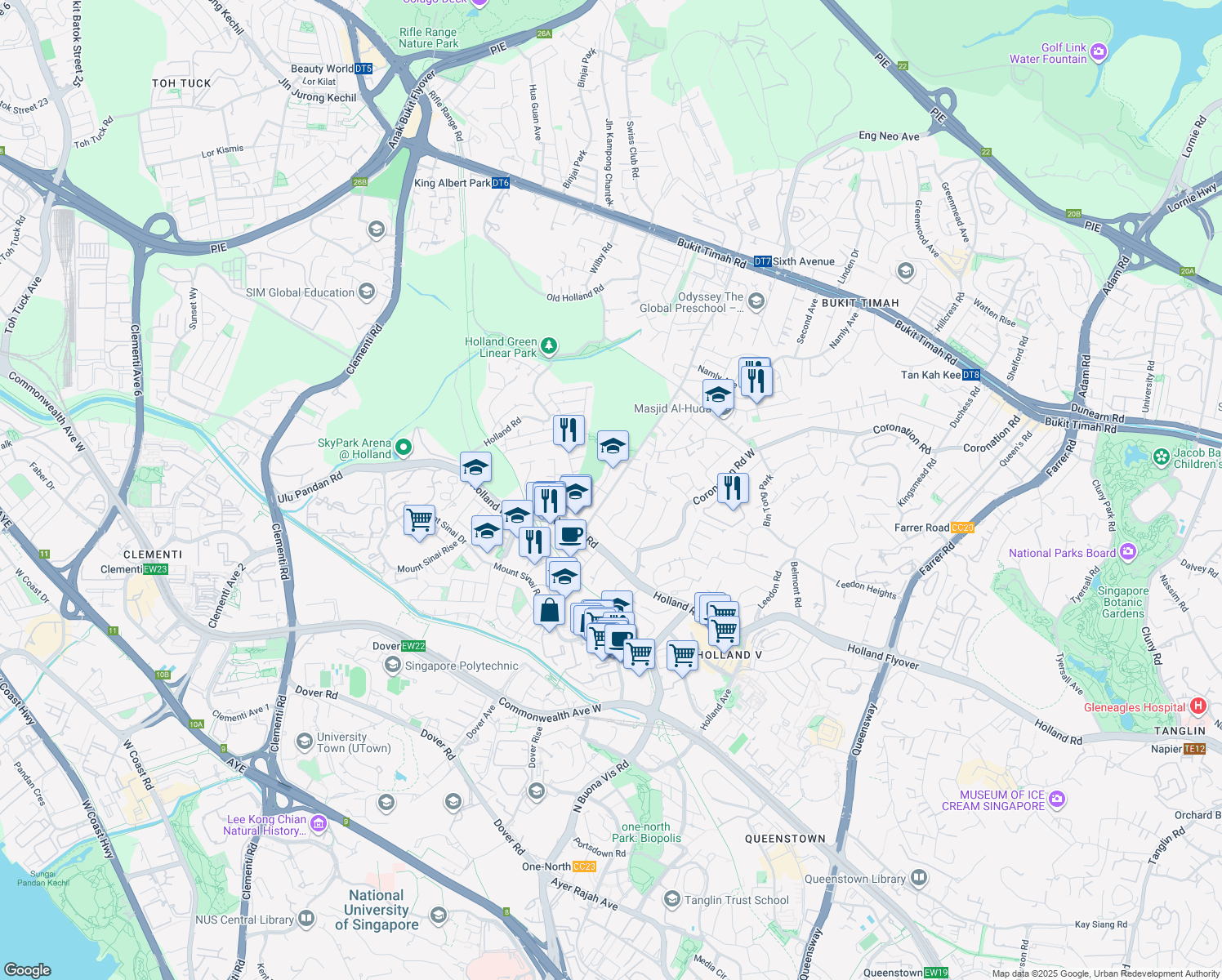 map of restaurants, bars, coffee shops, grocery stores, and more near in Singapore