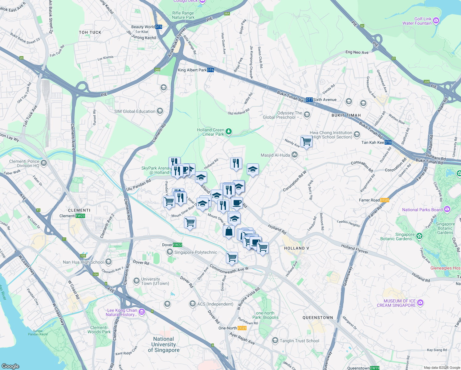 map of restaurants, bars, coffee shops, grocery stores, and more near in Singapore
