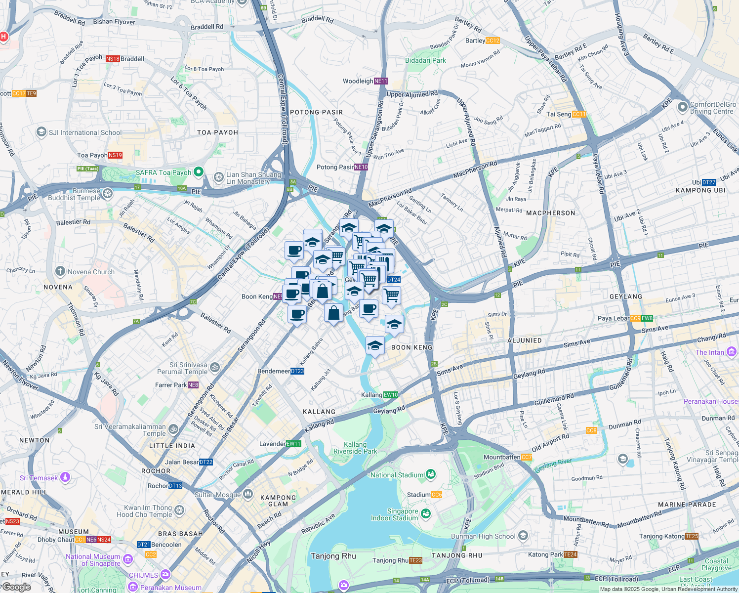map of restaurants, bars, coffee shops, grocery stores, and more near in Singapore