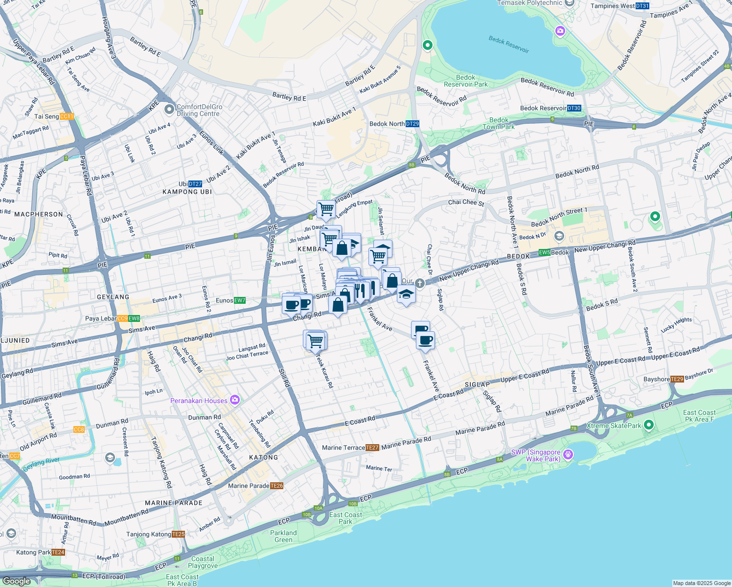 map of restaurants, bars, coffee shops, grocery stores, and more near in Singapore