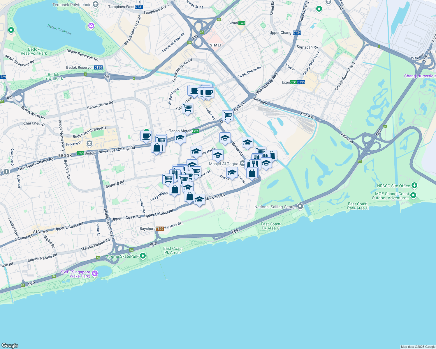 map of restaurants, bars, coffee shops, grocery stores, and more near in Singapore