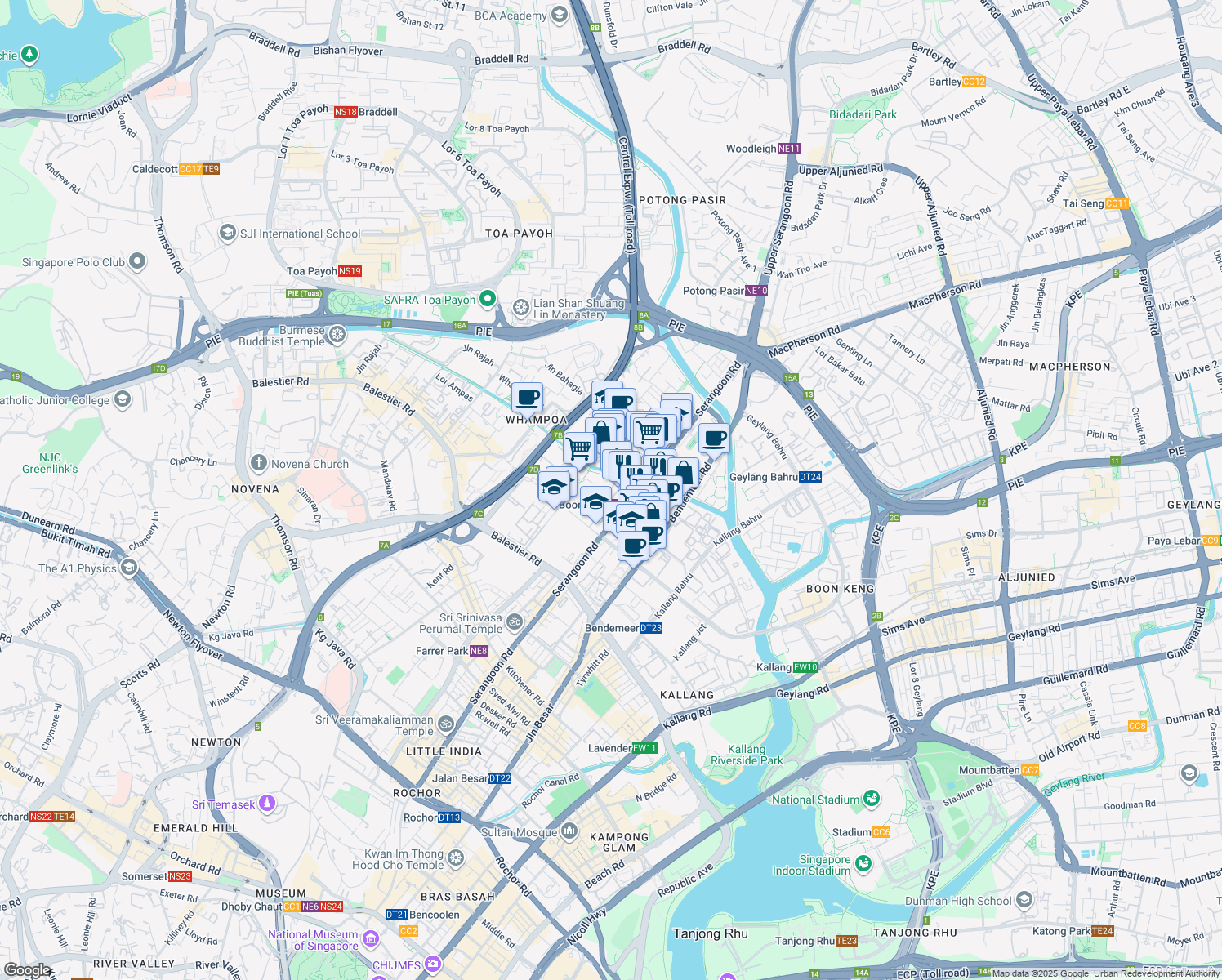 map of restaurants, bars, coffee shops, grocery stores, and more near in Singapore