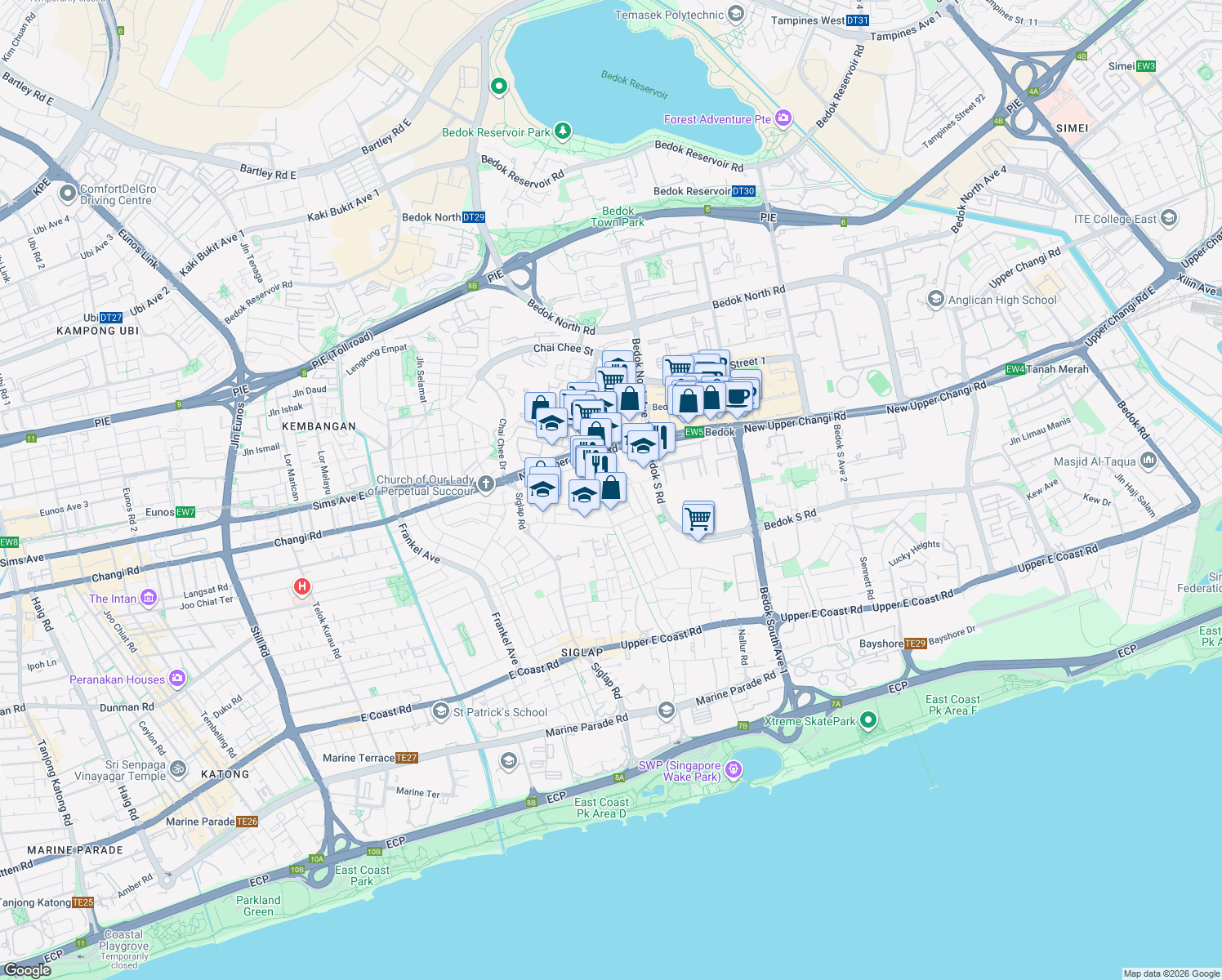 map of restaurants, bars, coffee shops, grocery stores, and more near in Singapore