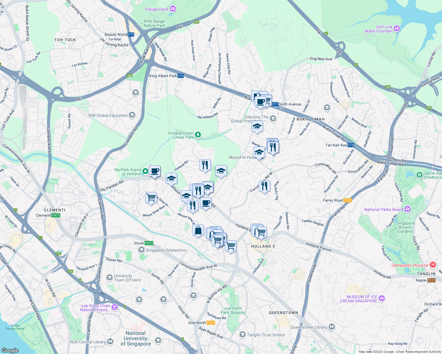 map of restaurants, bars, coffee shops, grocery stores, and more near in Singapore