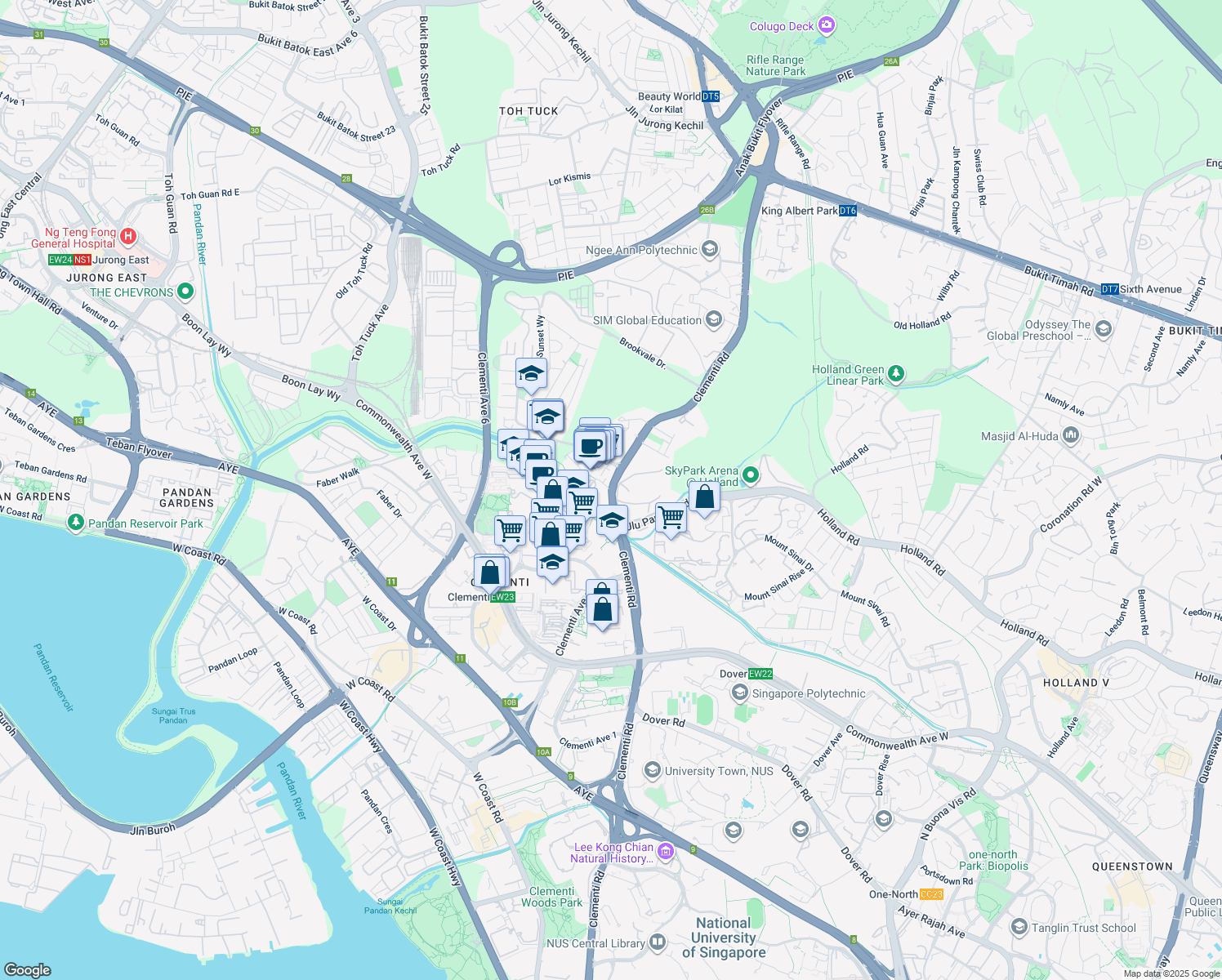 map of restaurants, bars, coffee shops, grocery stores, and more near in Singapore
