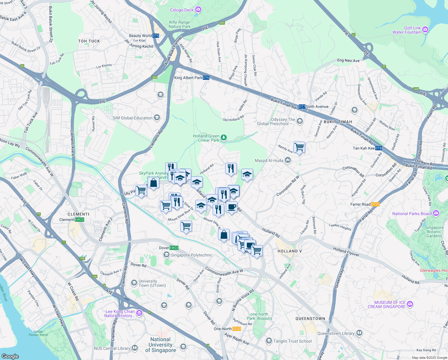 map of restaurants, bars, coffee shops, grocery stores, and more near in Singapore