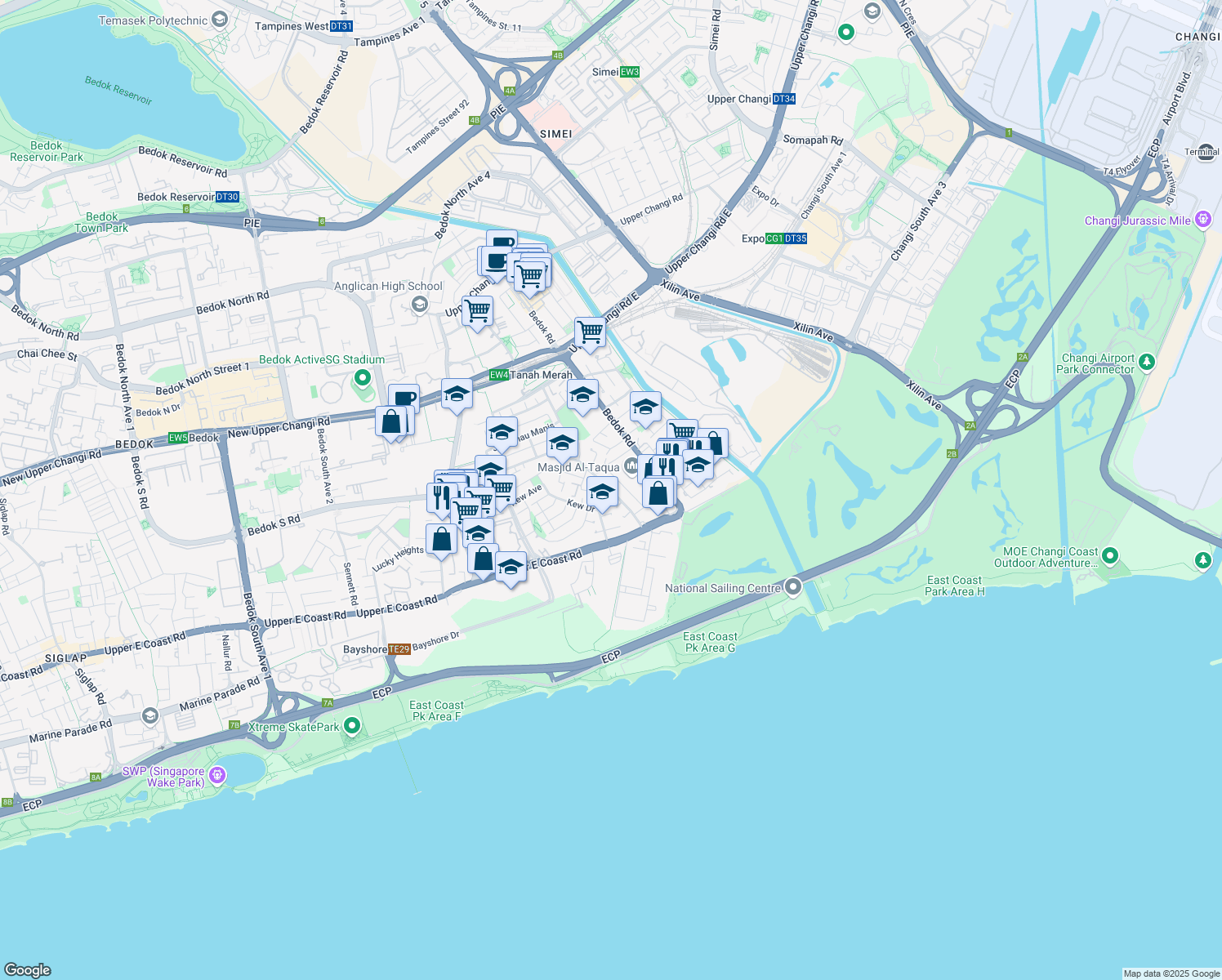 map of restaurants, bars, coffee shops, grocery stores, and more near in Singapore