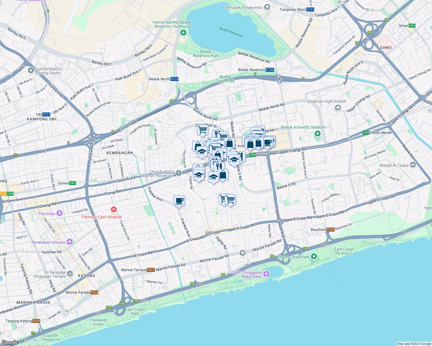 map of restaurants, bars, coffee shops, grocery stores, and more near in Singapore