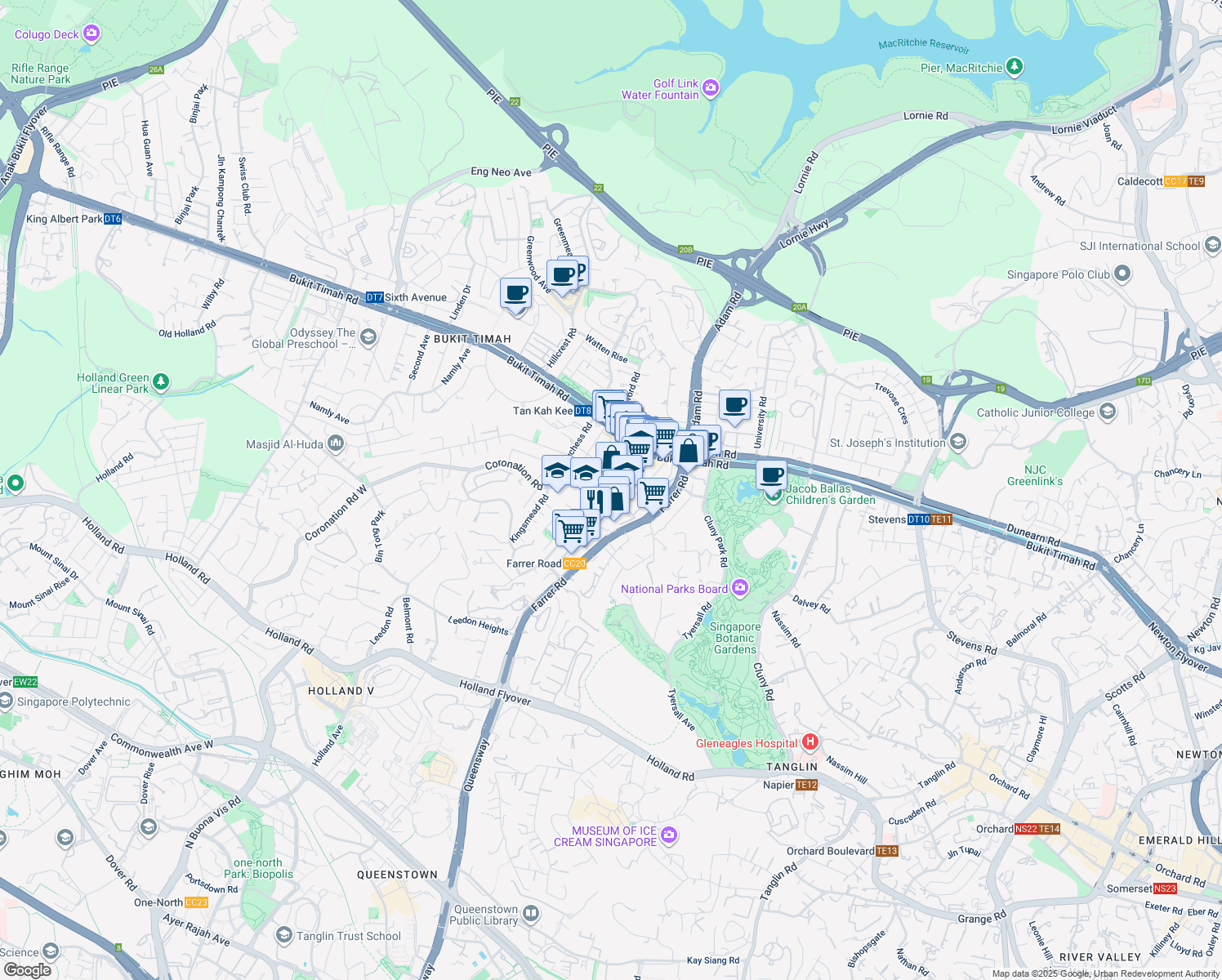 map of restaurants, bars, coffee shops, grocery stores, and more near in Singapore