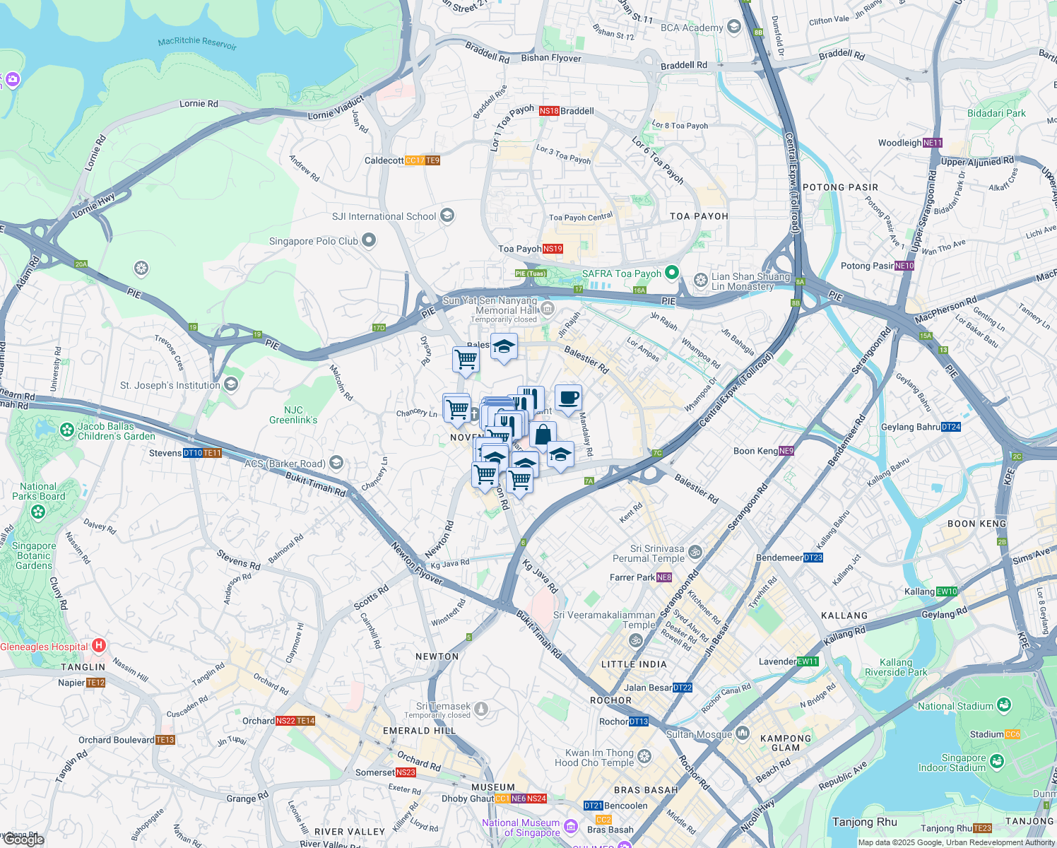 map of restaurants, bars, coffee shops, grocery stores, and more near in Singapore
