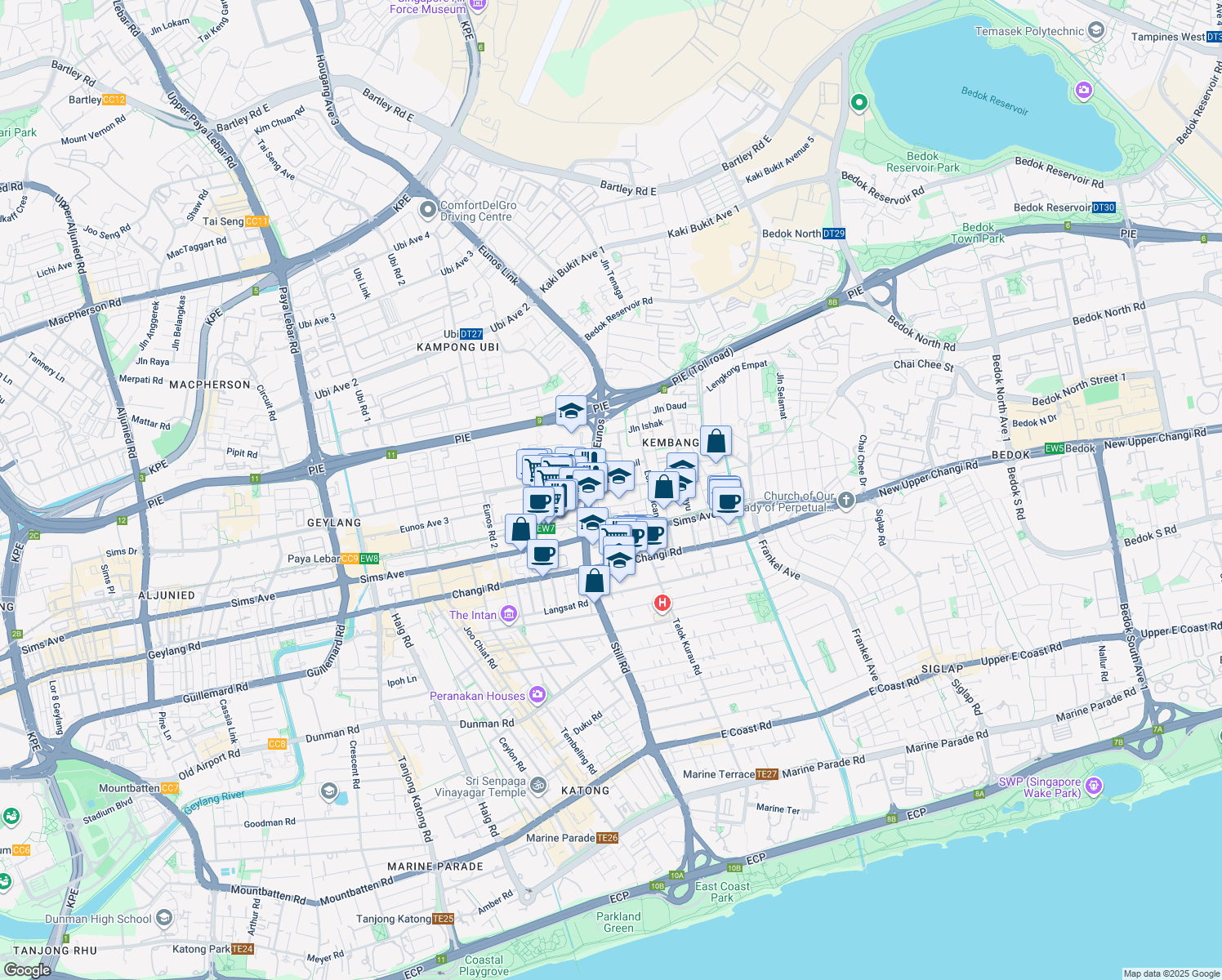 map of restaurants, bars, coffee shops, grocery stores, and more near in Singapore