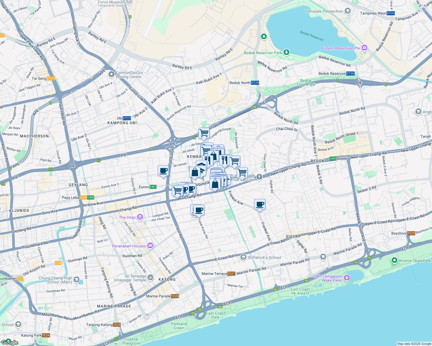 map of restaurants, bars, coffee shops, grocery stores, and more near in Singapore