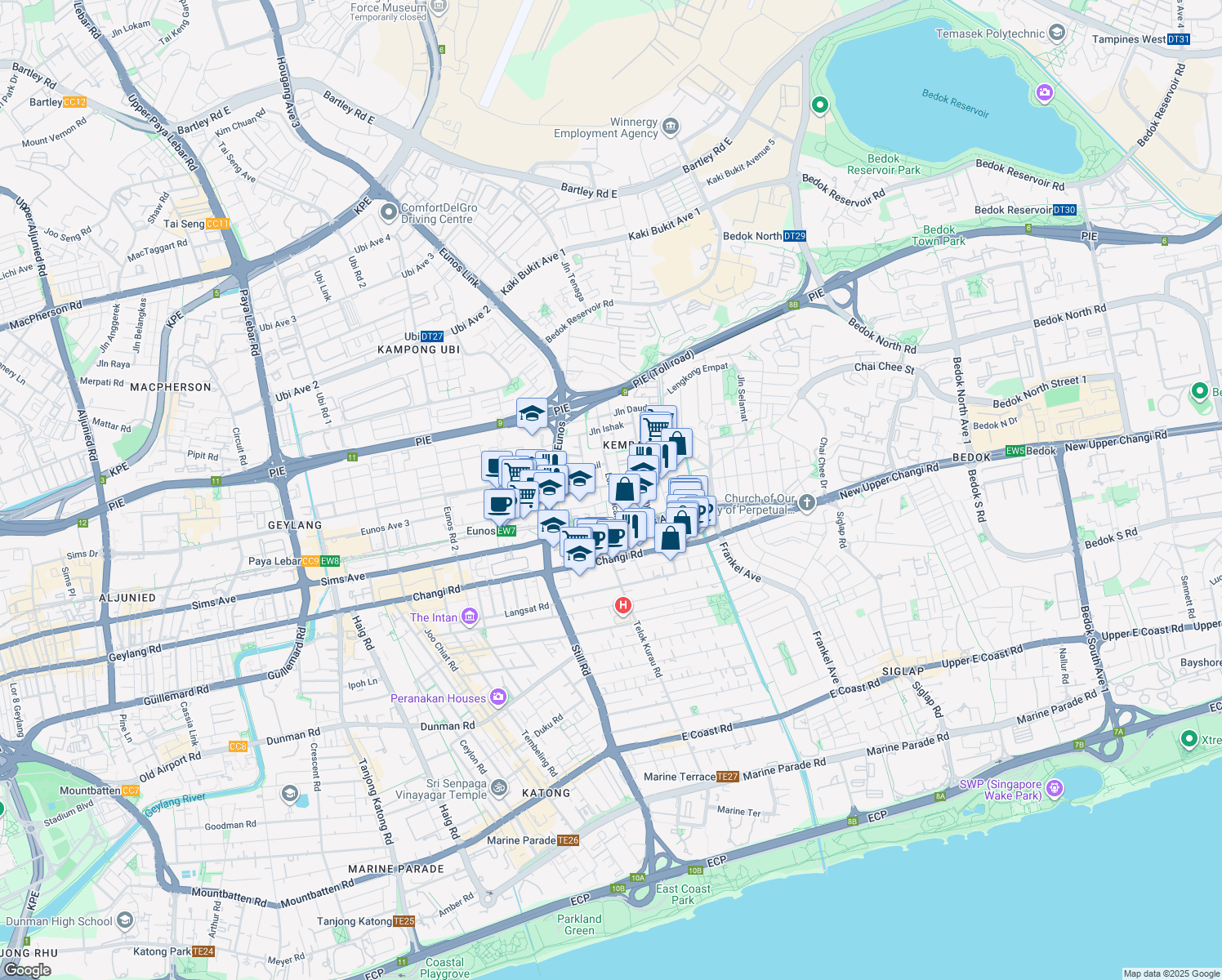 map of restaurants, bars, coffee shops, grocery stores, and more near in Singapore