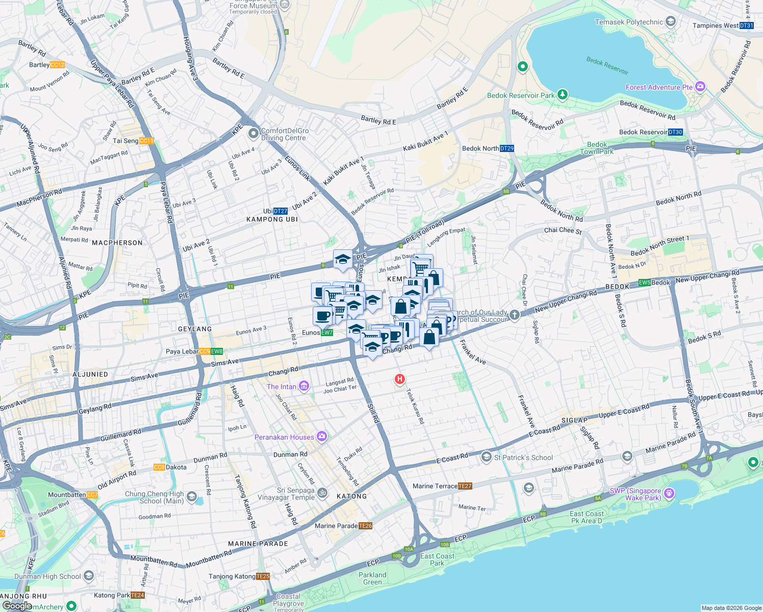 map of restaurants, bars, coffee shops, grocery stores, and more near in Singapore