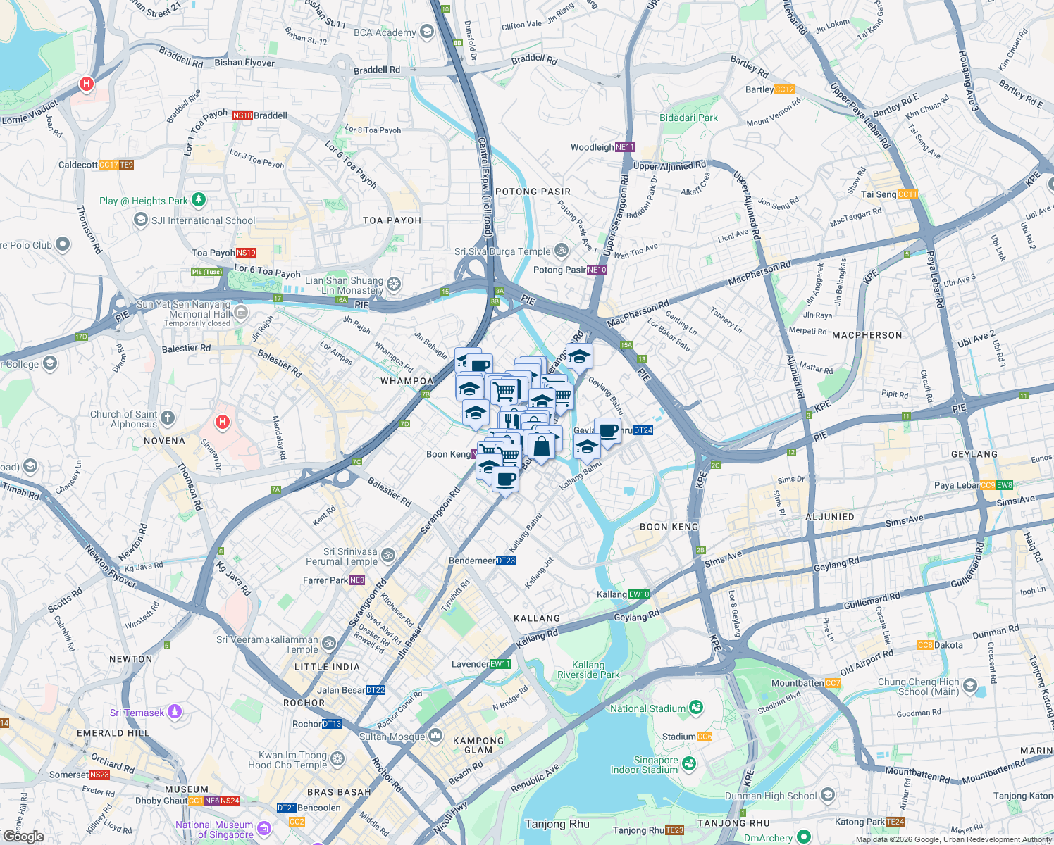 map of restaurants, bars, coffee shops, grocery stores, and more near in Singapore