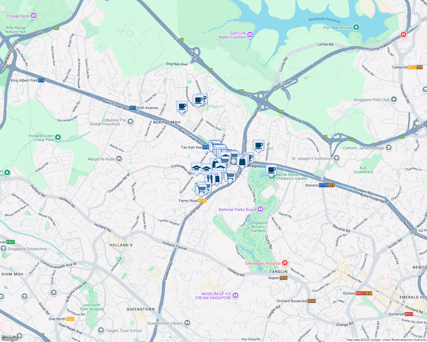 map of restaurants, bars, coffee shops, grocery stores, and more near in Singapore
