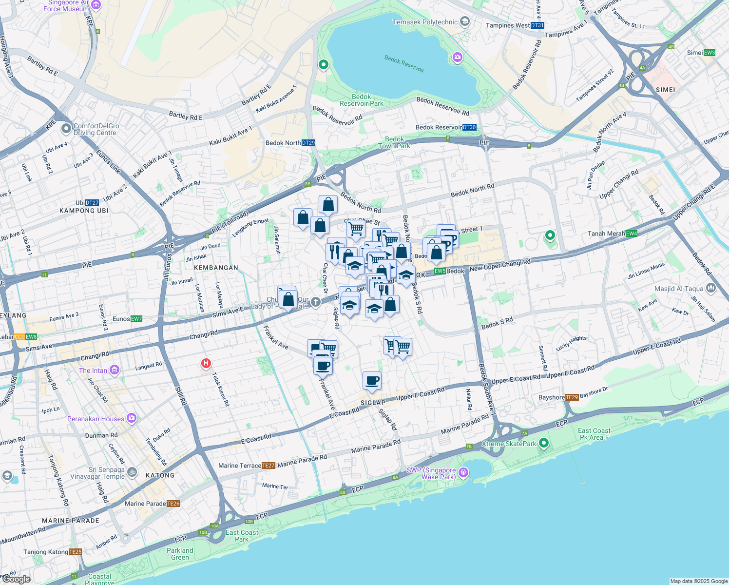map of restaurants, bars, coffee shops, grocery stores, and more near in Singapore