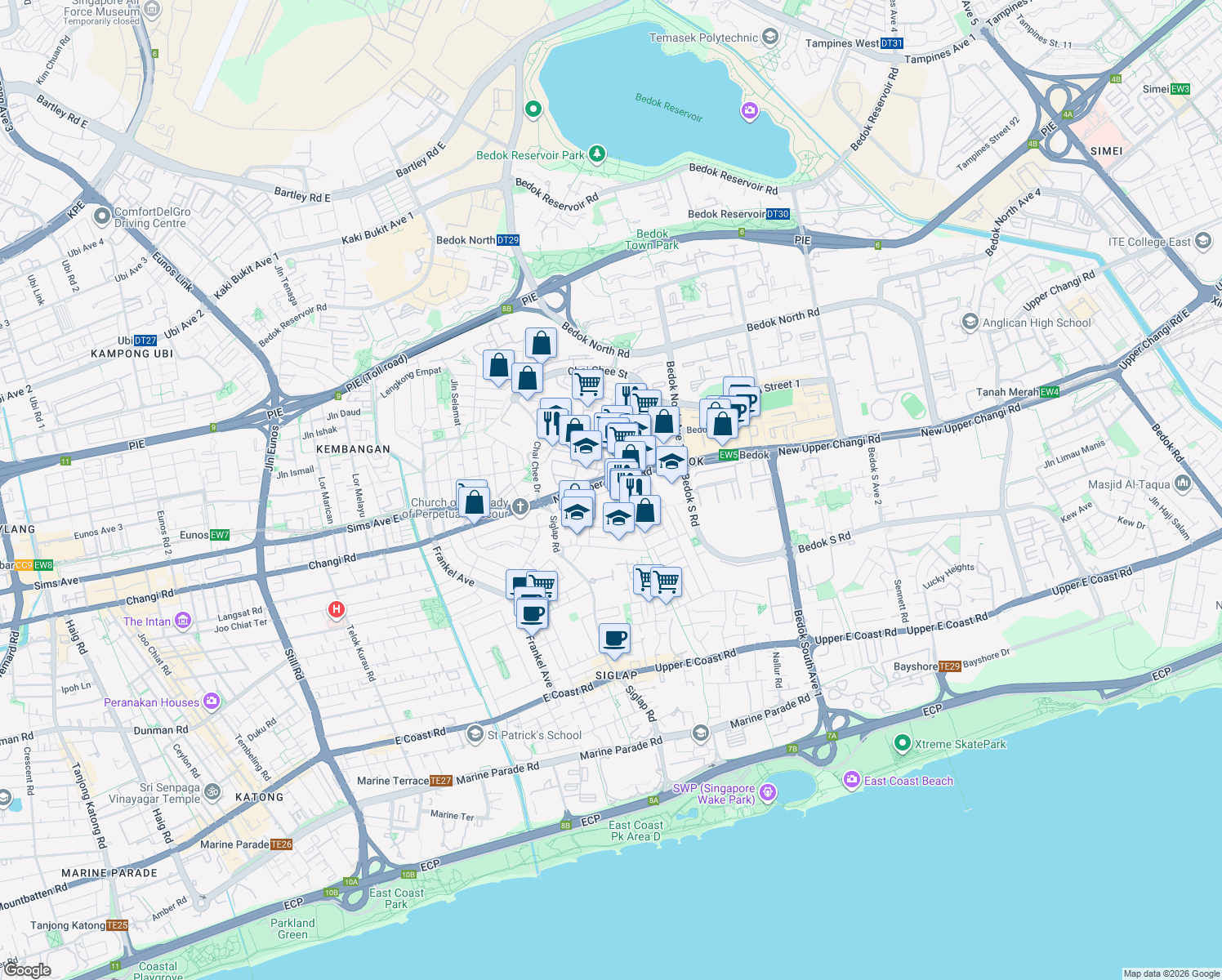 map of restaurants, bars, coffee shops, grocery stores, and more near in Singapore