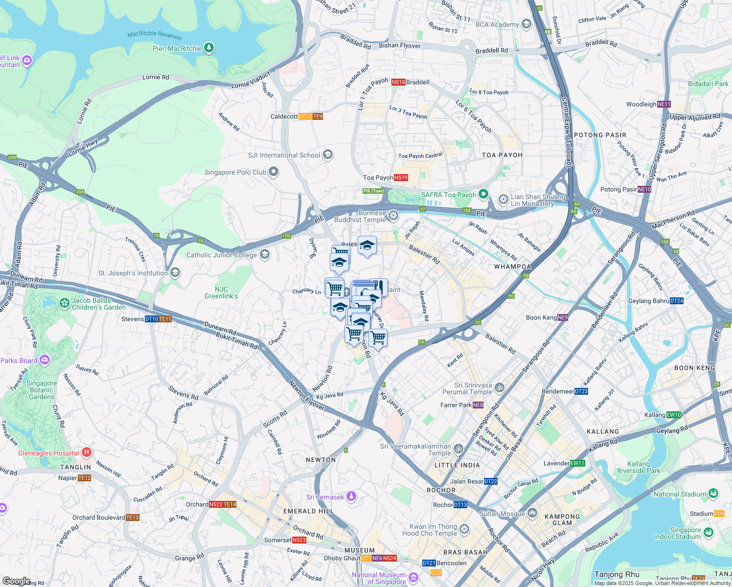 map of restaurants, bars, coffee shops, grocery stores, and more near in Singapore