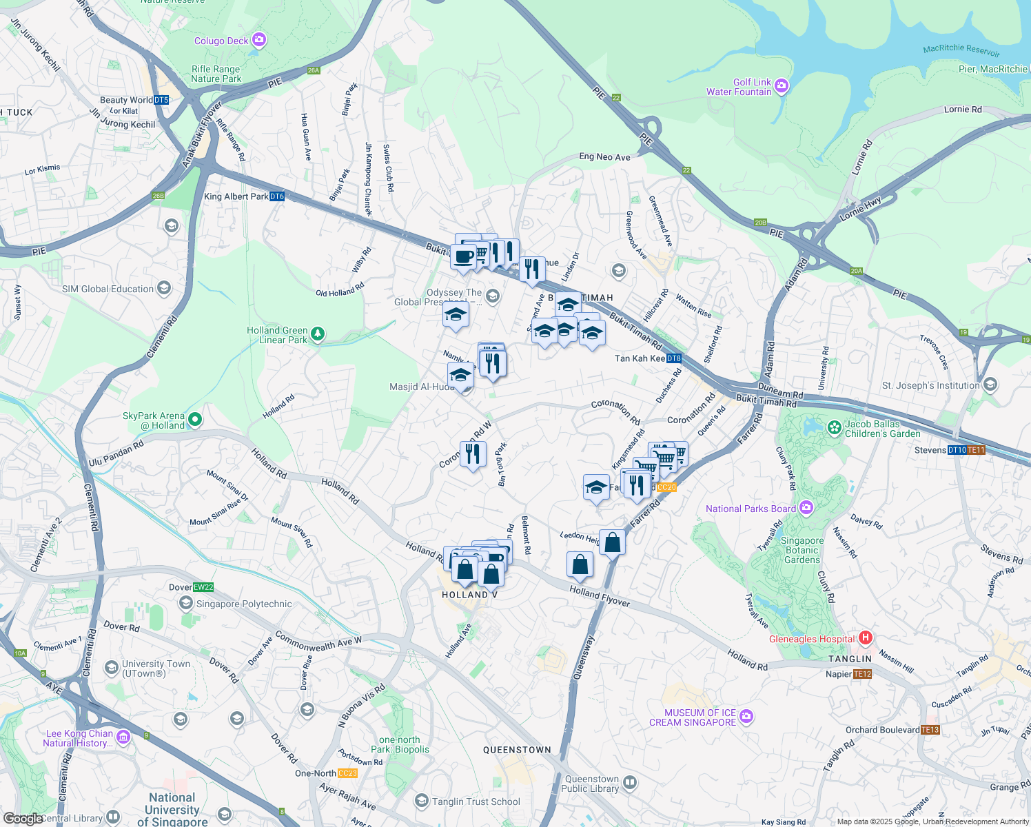 map of restaurants, bars, coffee shops, grocery stores, and more near in Singapore