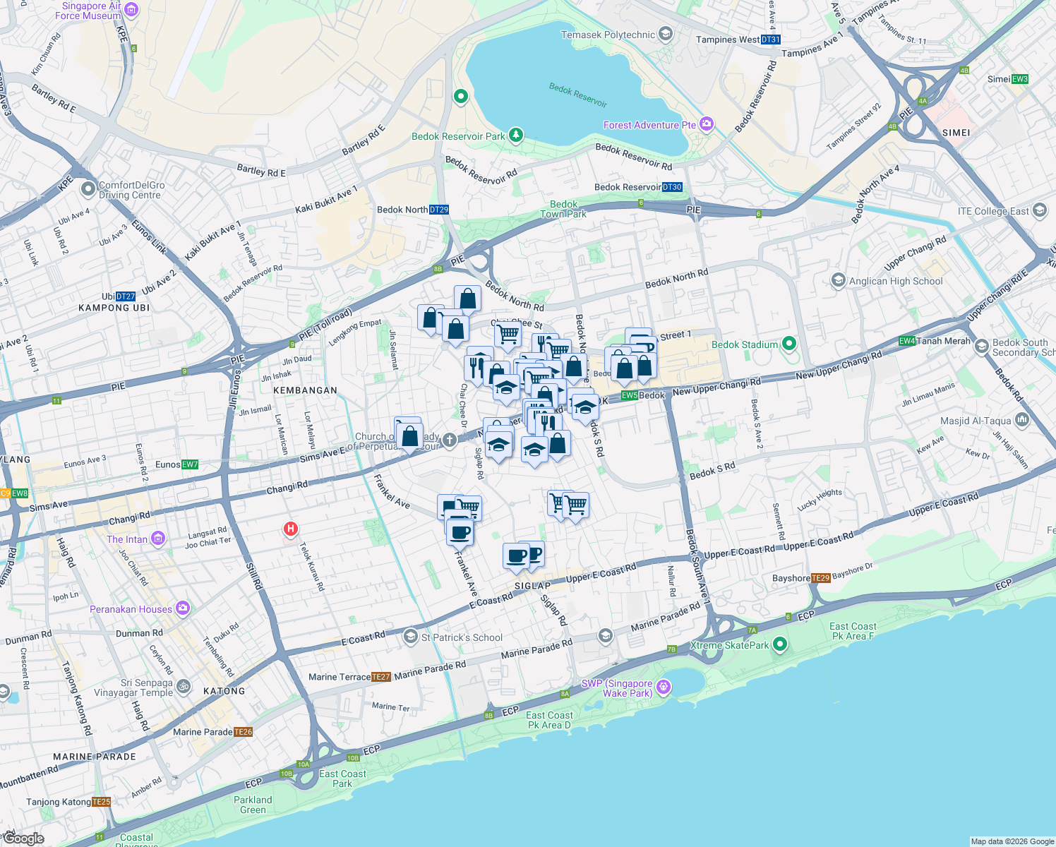 map of restaurants, bars, coffee shops, grocery stores, and more near in Singapore