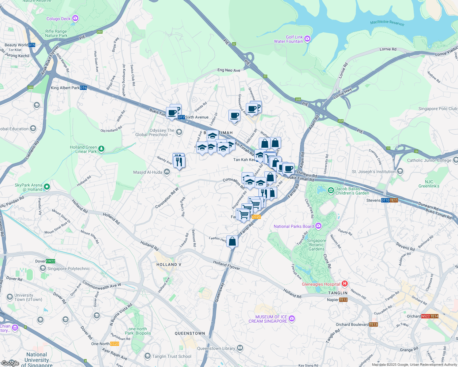 map of restaurants, bars, coffee shops, grocery stores, and more near in Singapore