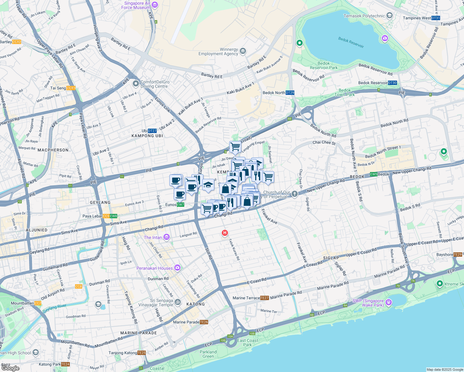 map of restaurants, bars, coffee shops, grocery stores, and more near in Singapore