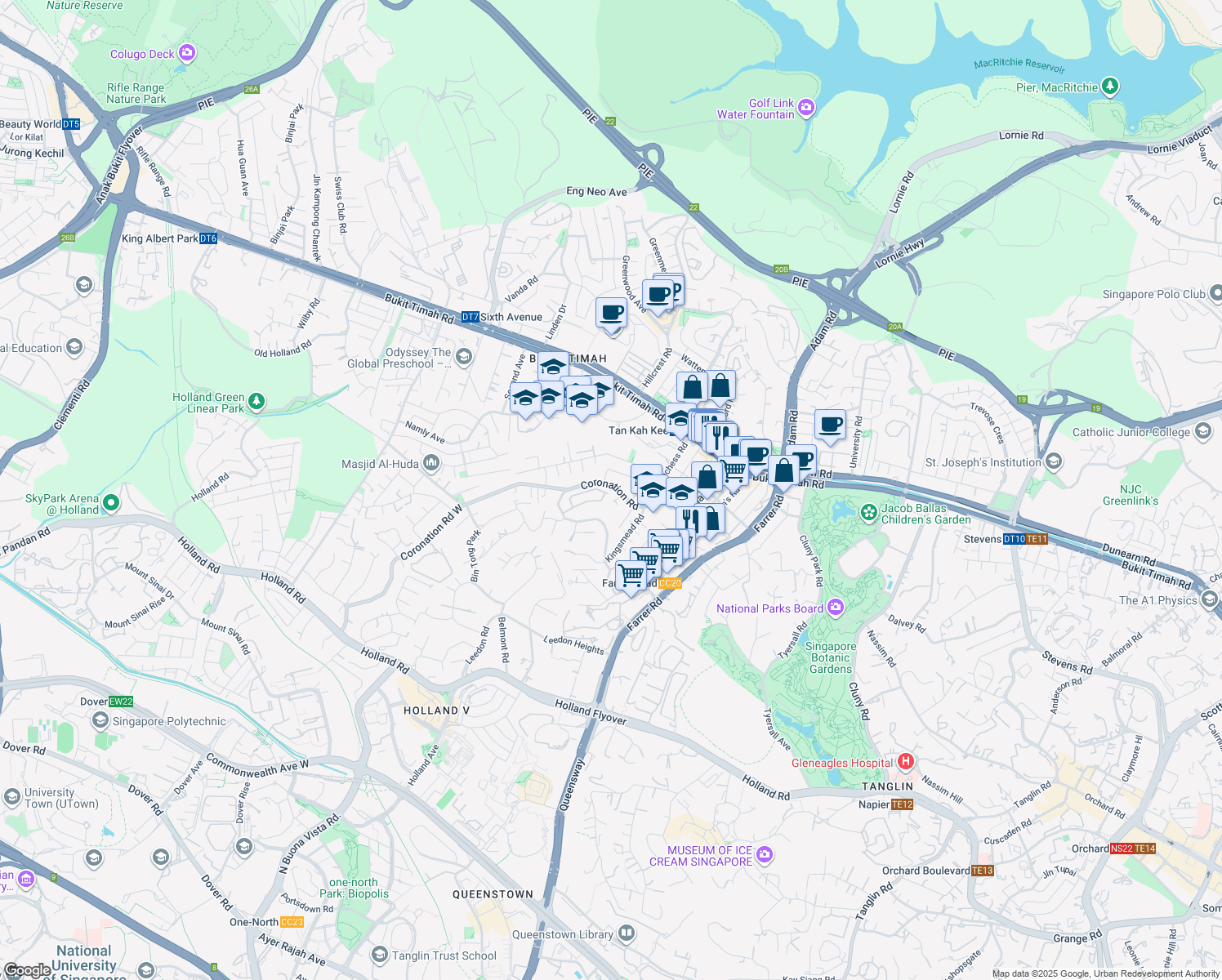 map of restaurants, bars, coffee shops, grocery stores, and more near in Singapore