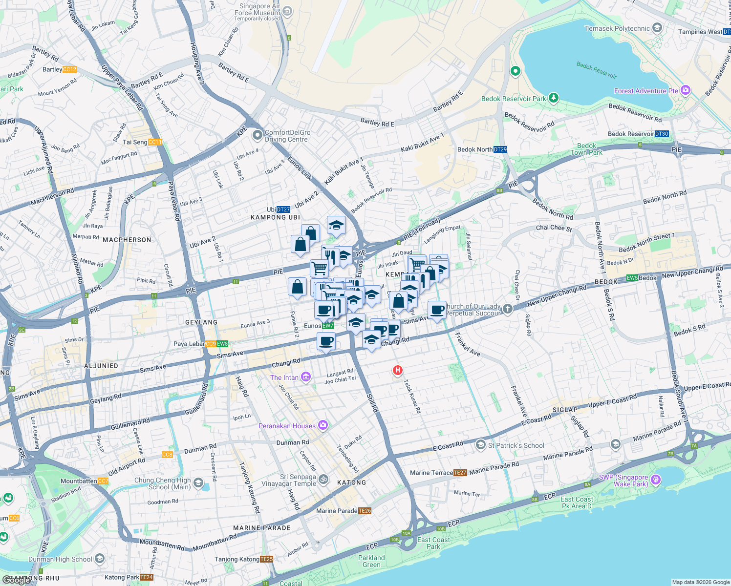 map of restaurants, bars, coffee shops, grocery stores, and more near in Singapore