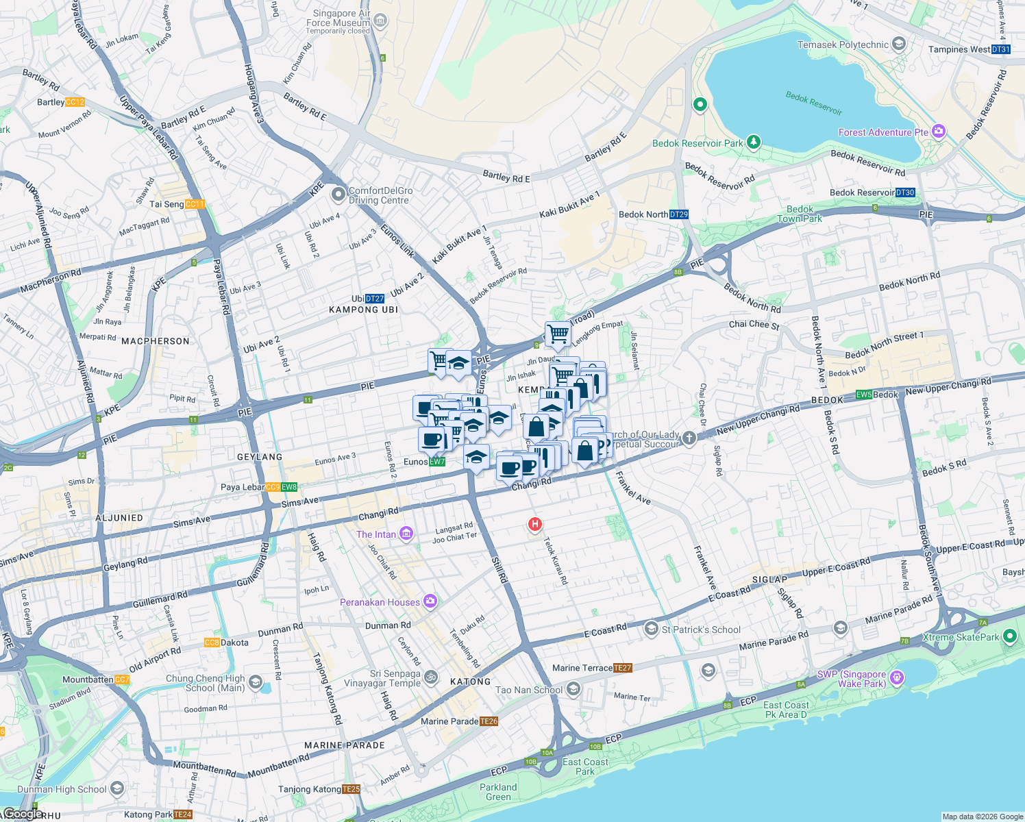 map of restaurants, bars, coffee shops, grocery stores, and more near in Singapore