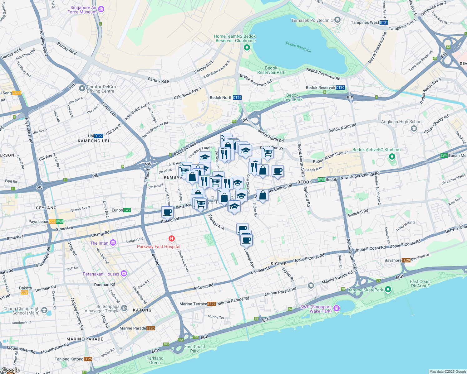 map of restaurants, bars, coffee shops, grocery stores, and more near in Singapore