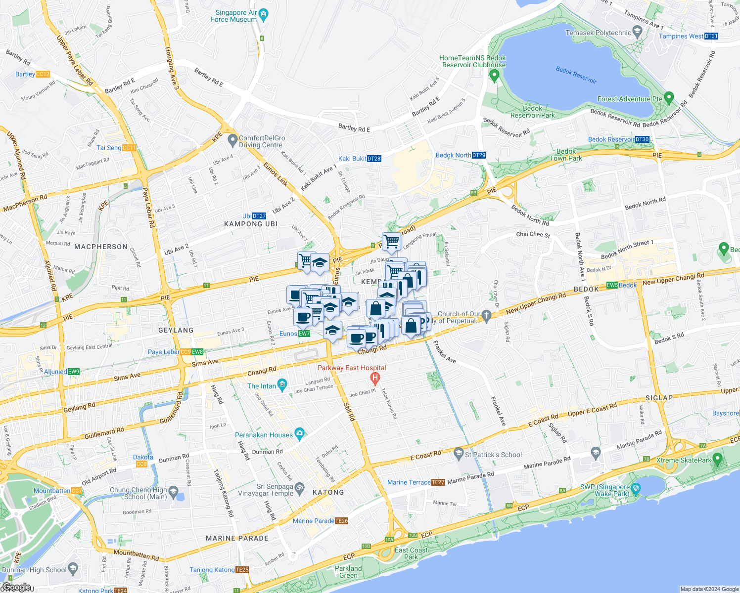 map of restaurants, bars, coffee shops, grocery stores, and more near in Singapore