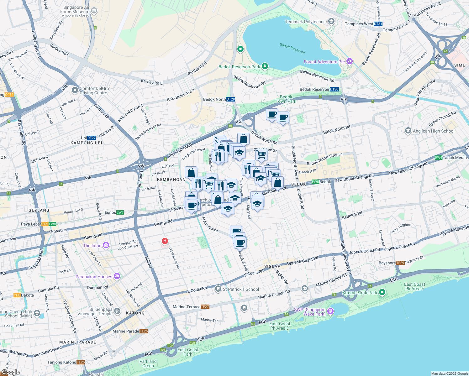 map of restaurants, bars, coffee shops, grocery stores, and more near in Singapore