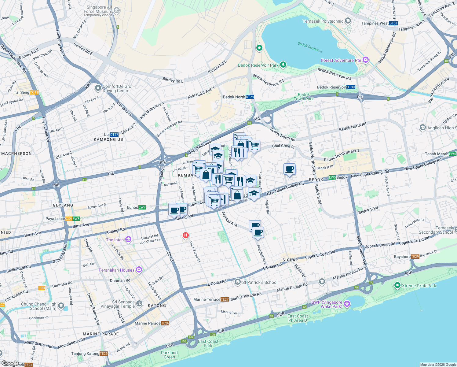 map of restaurants, bars, coffee shops, grocery stores, and more near in Singapore