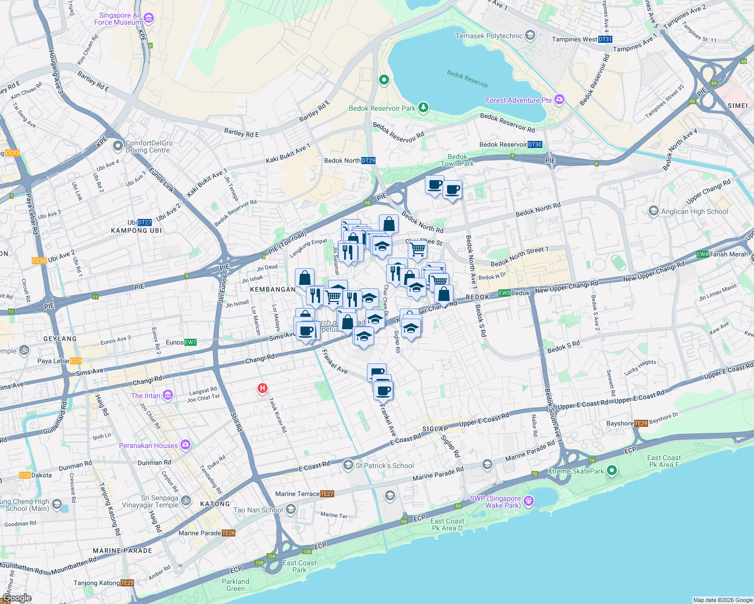map of restaurants, bars, coffee shops, grocery stores, and more near in Singapore