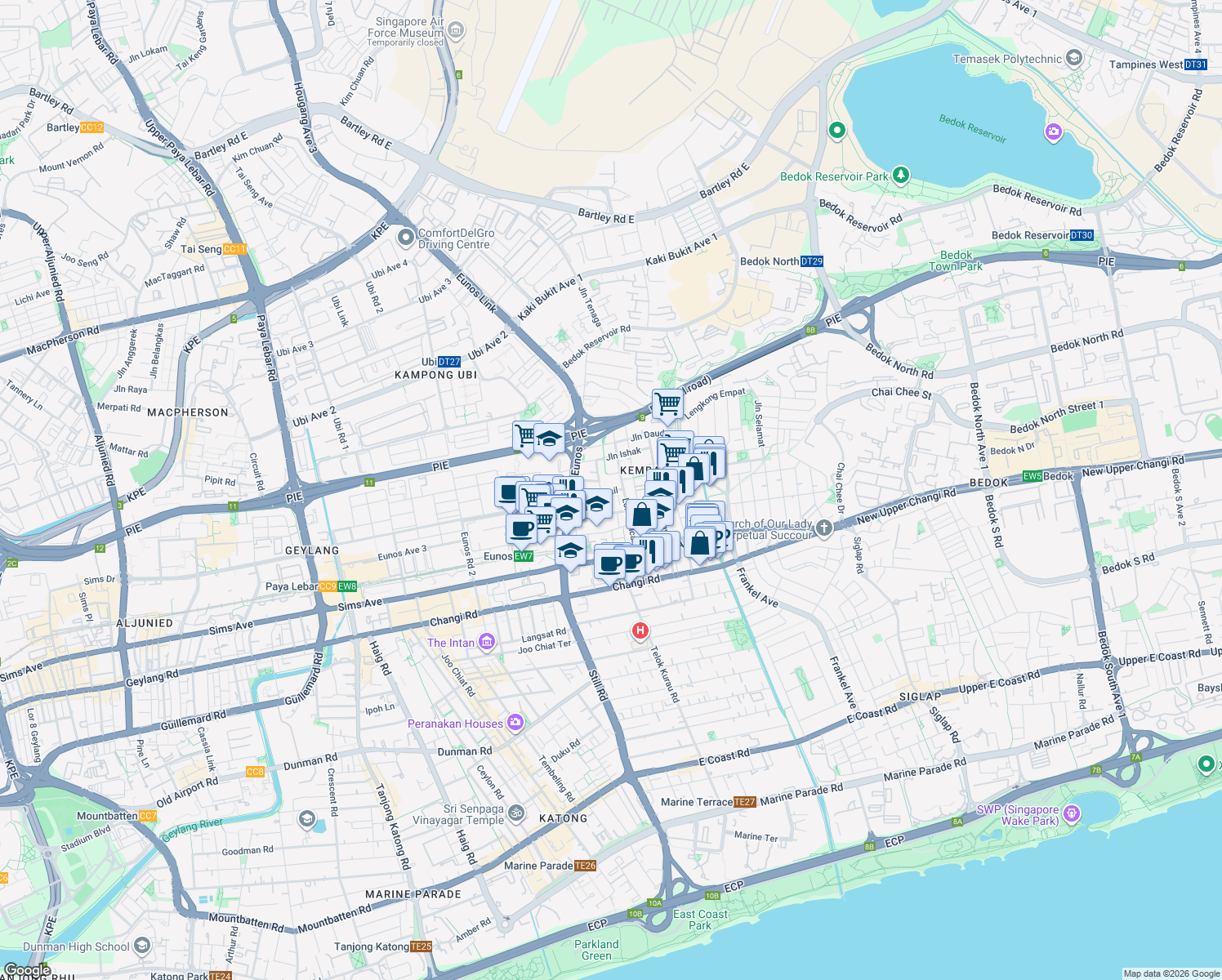 map of restaurants, bars, coffee shops, grocery stores, and more near in Singapore