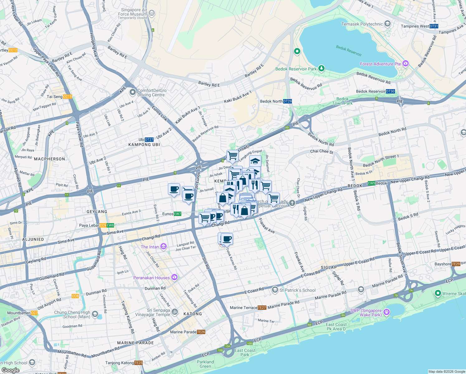 map of restaurants, bars, coffee shops, grocery stores, and more near in Singapore