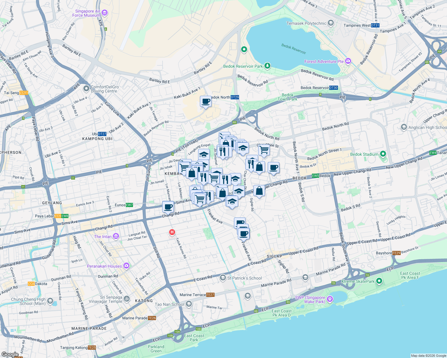 map of restaurants, bars, coffee shops, grocery stores, and more near in Singapore